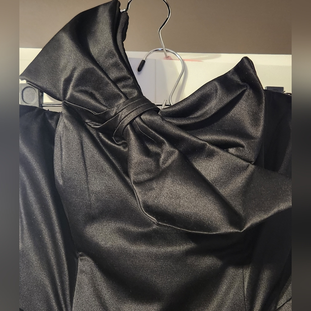 Kate Young Black Strapless Satin Dress - Picture 2 of 3